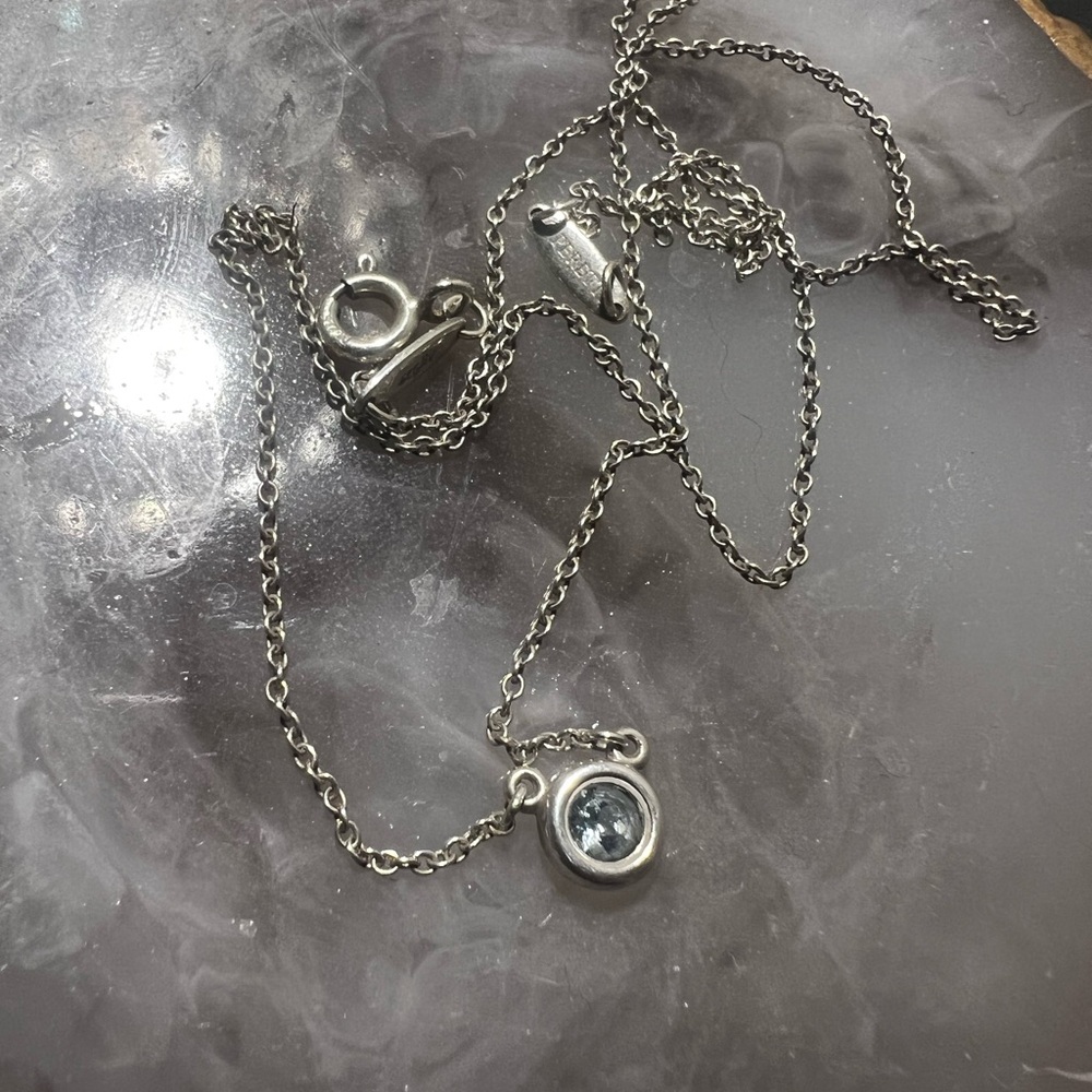 Tiffany & Co. Silver Necklace AND bracelet with aquamarine